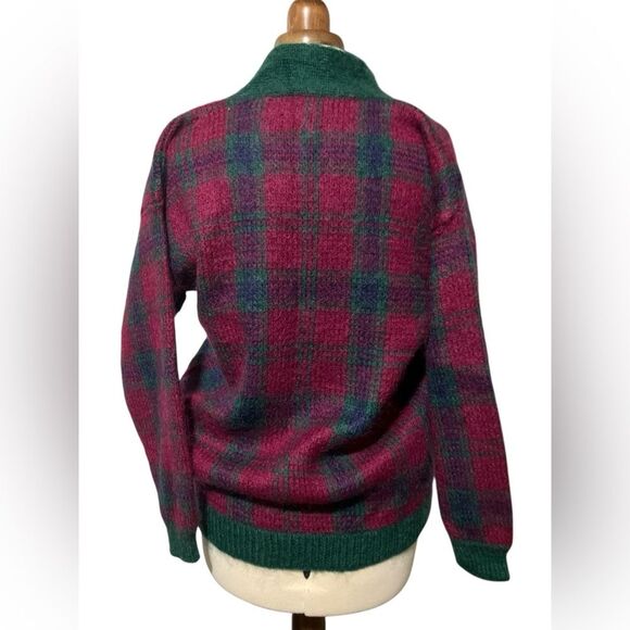 Northern Isles Sweater Size M Plaid Fuzzy Mohair Cardigan - Picture 2 of 5